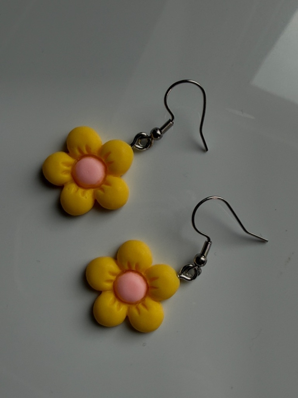 Yellow and Pink Daisy Earrings • Floral Jewelry